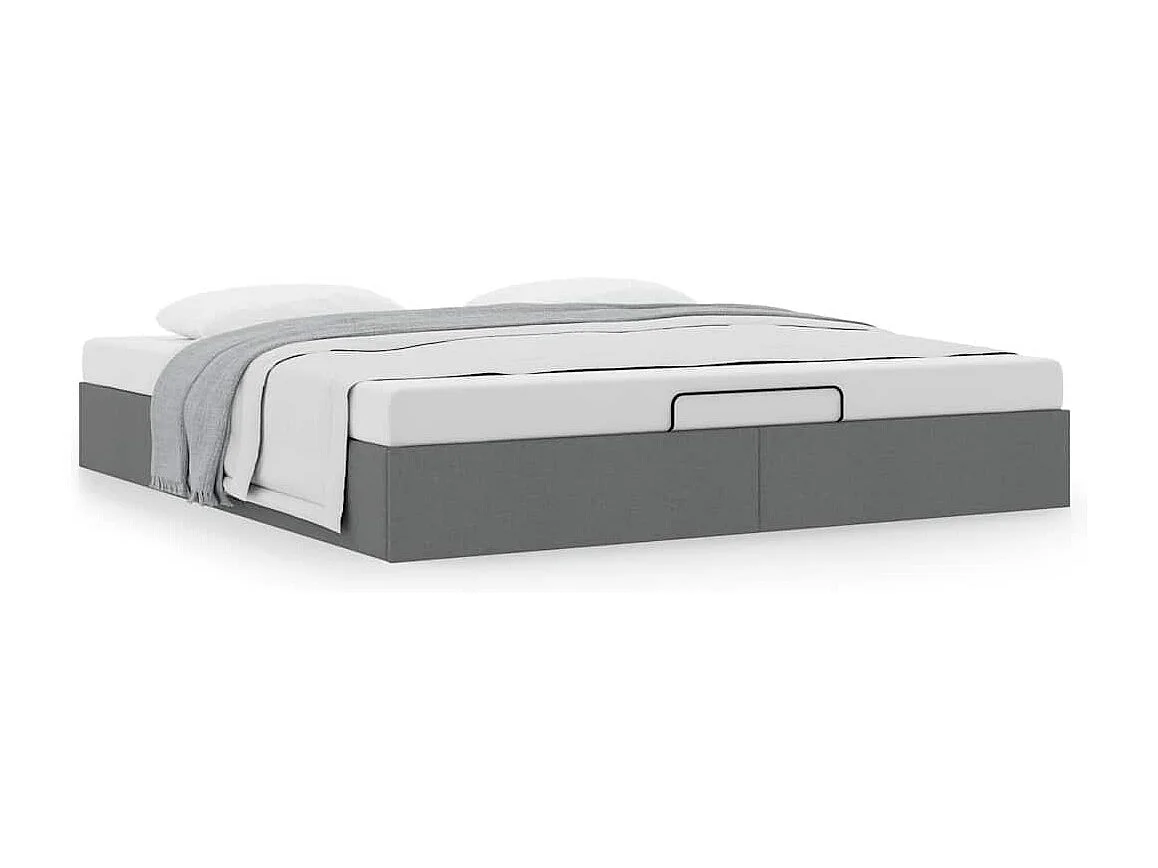 Cadre de lit ottoman sans matelas gris foncé 180x200 cm tissu