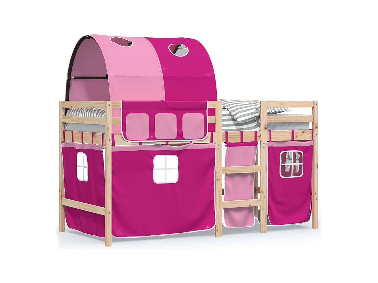 Kinderhochbett mit Tunnel ohne Matratze rosa 80x200 cm