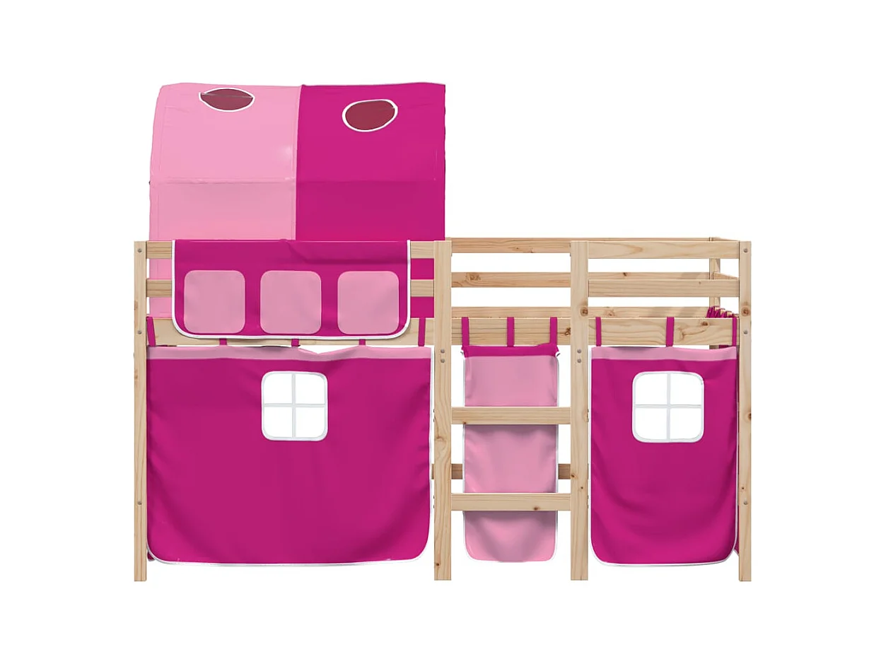 Kinderhochbett mit Tunnel ohne Matratze rosa 80x200 cm