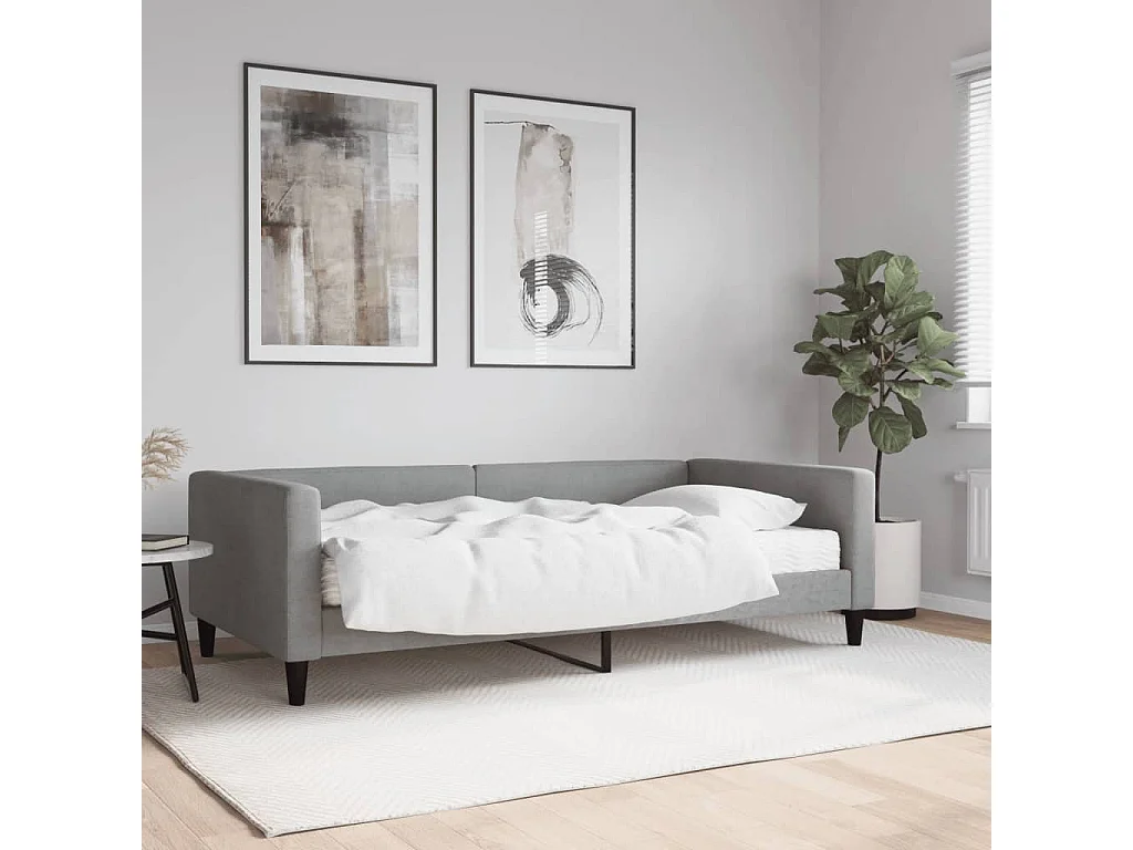 Divano letto con materasso grigio chiaro tessuto 100x200 cm