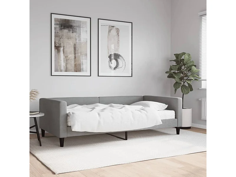 Divano letto con materasso grigio chiaro tessuto 100x200 cm