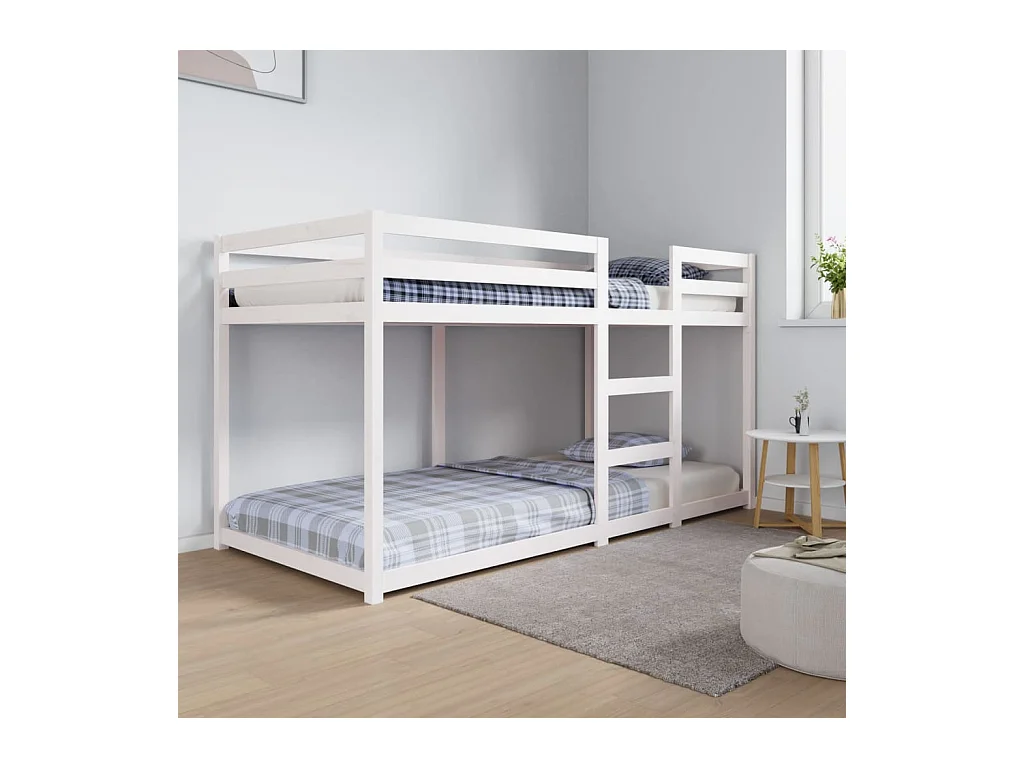 Stapelbed zonder matras wit 90x200 cm massief grenenhout