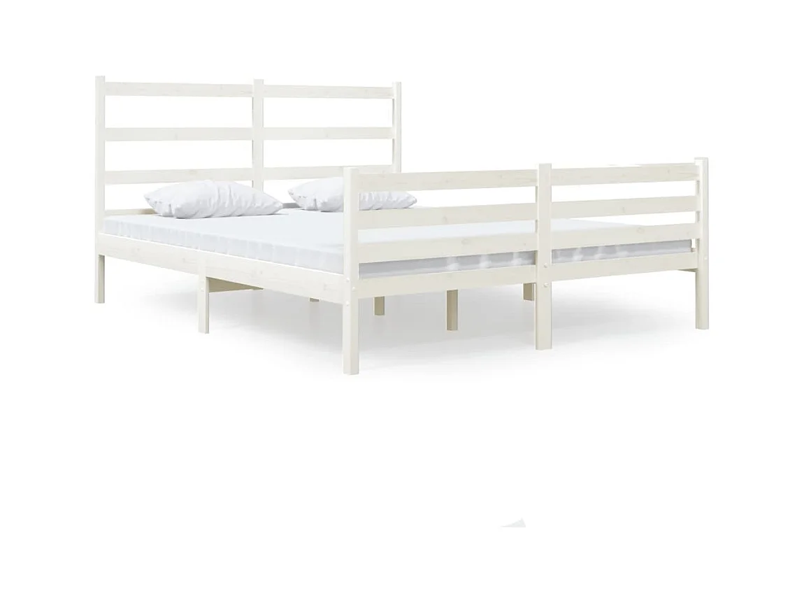 Wit massief houten bedframe zonder matras