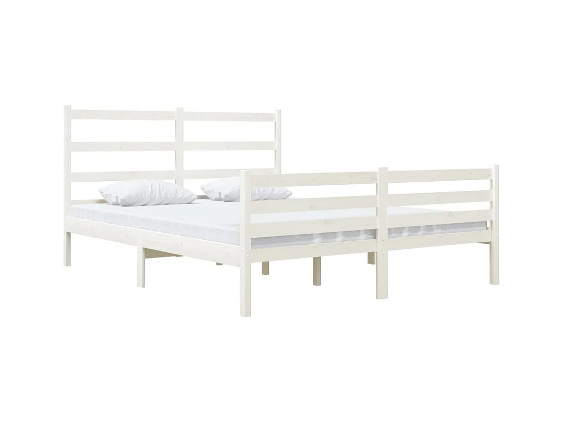 Wit massief houten bedframe zonder matras