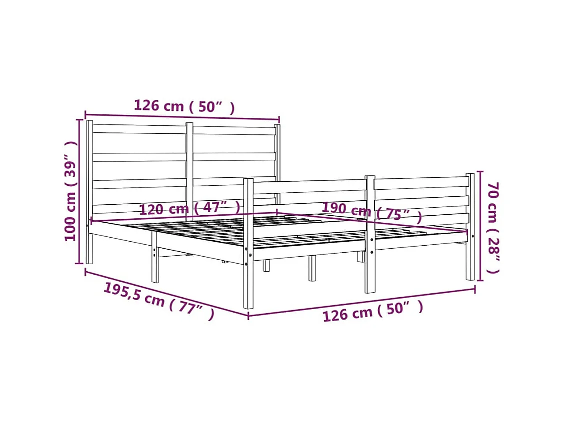 Wit massief houten bedframe zonder matras