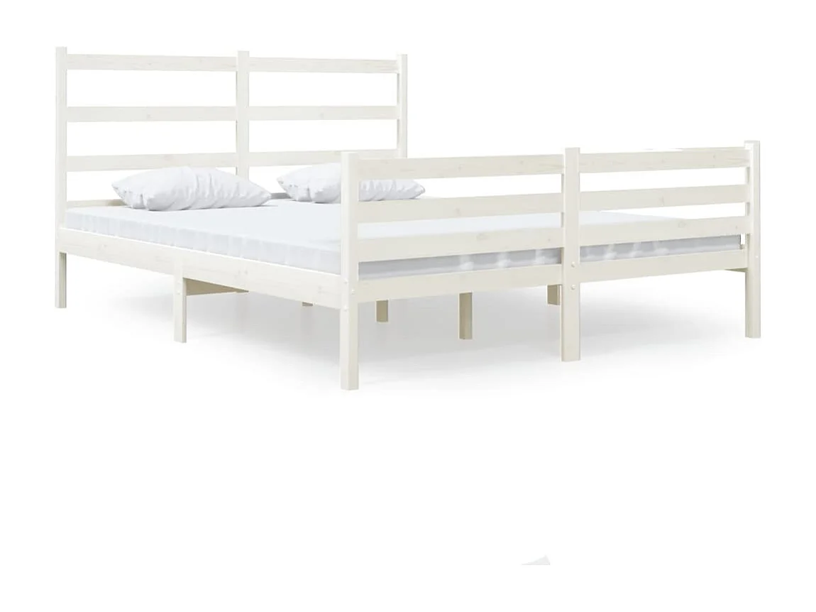 Cadre de lit sans matelas blanc bois massif