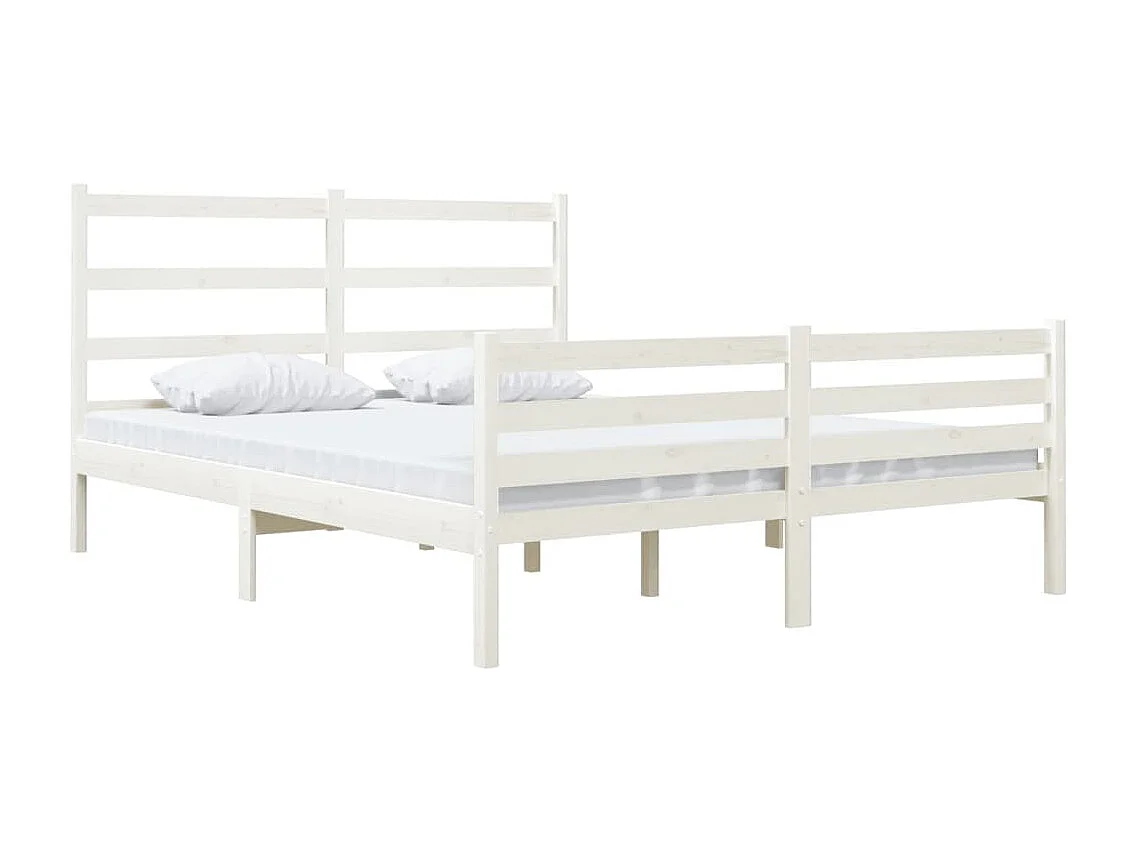 Cadre de lit sans matelas blanc bois massif
