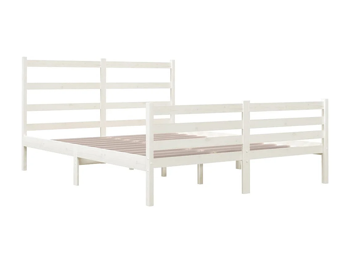 Cadre de lit sans matelas blanc bois massif