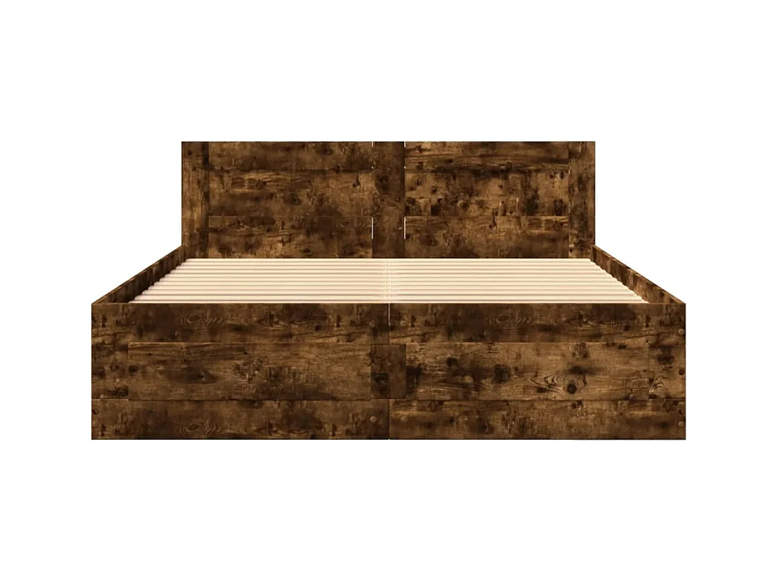 Bedframe en hoofdbord zonder matras gerookt eiken 120x200 cm