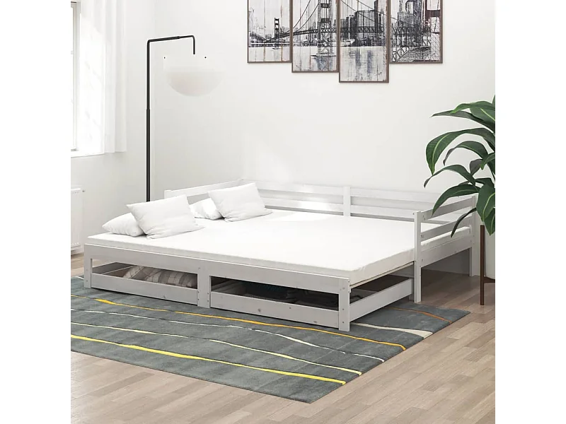 Schuifbed zonder matras 2x(90x200) cm wit