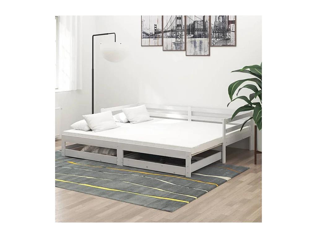 Schuifbed zonder matras 2x(90x200) cm wit