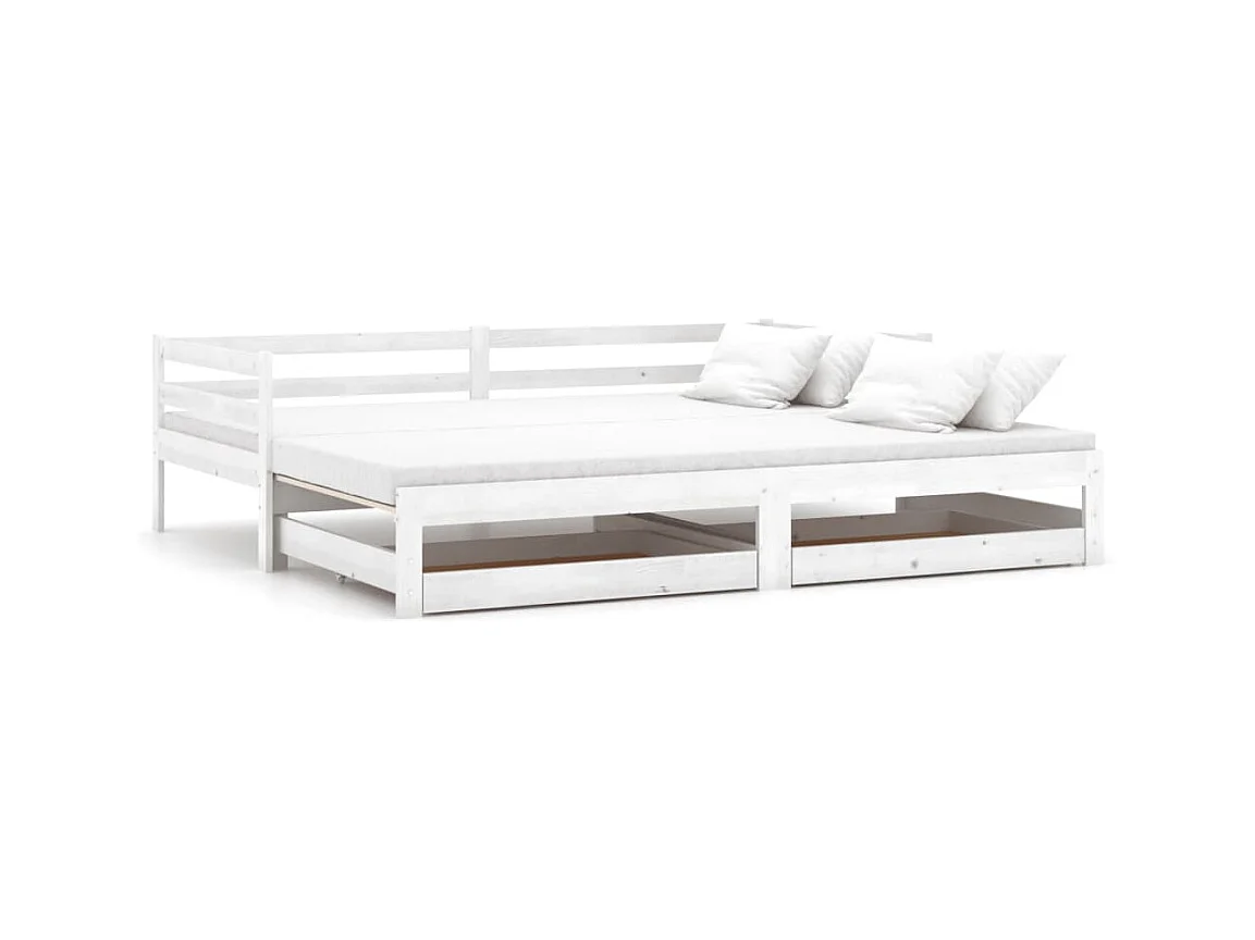 Schuifbed zonder matras 2x(90x200) cm wit