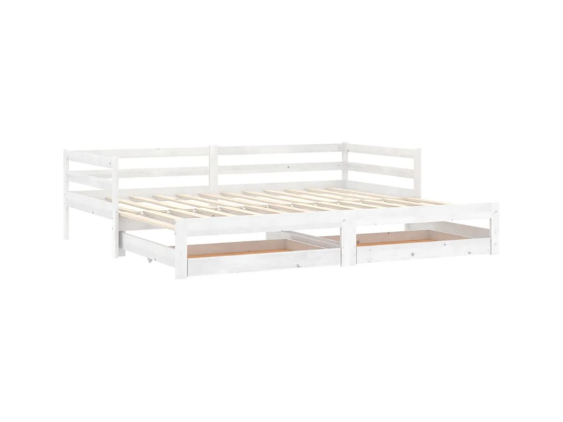 Schuifbed zonder matras 2x(90x200) cm wit