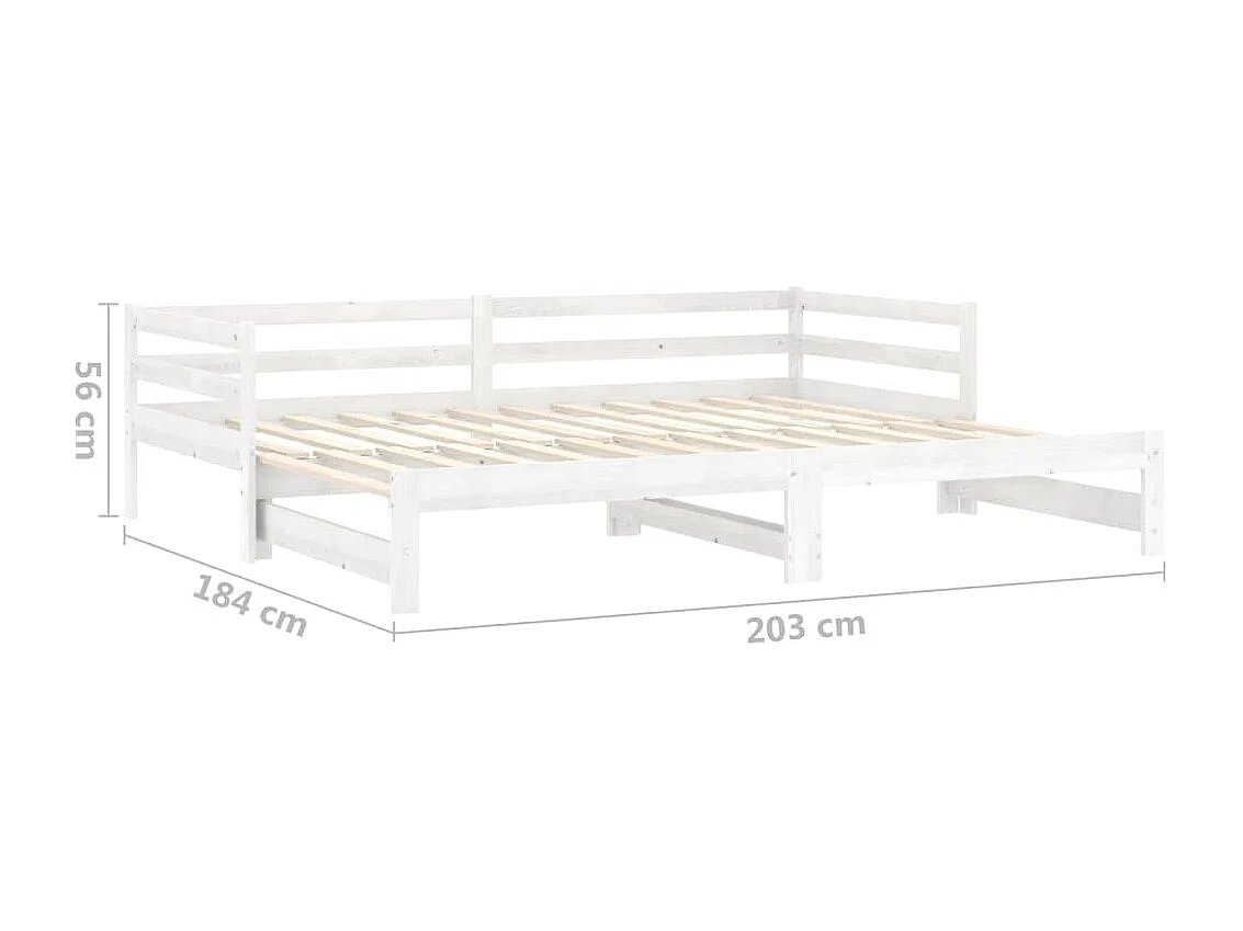 Schuifbed zonder matras 2x(90x200) cm wit