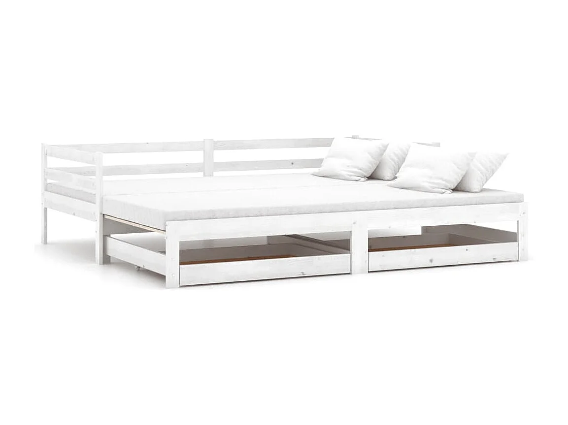 Lit coulissant sans matelas 2x(90x200) cm blanc
