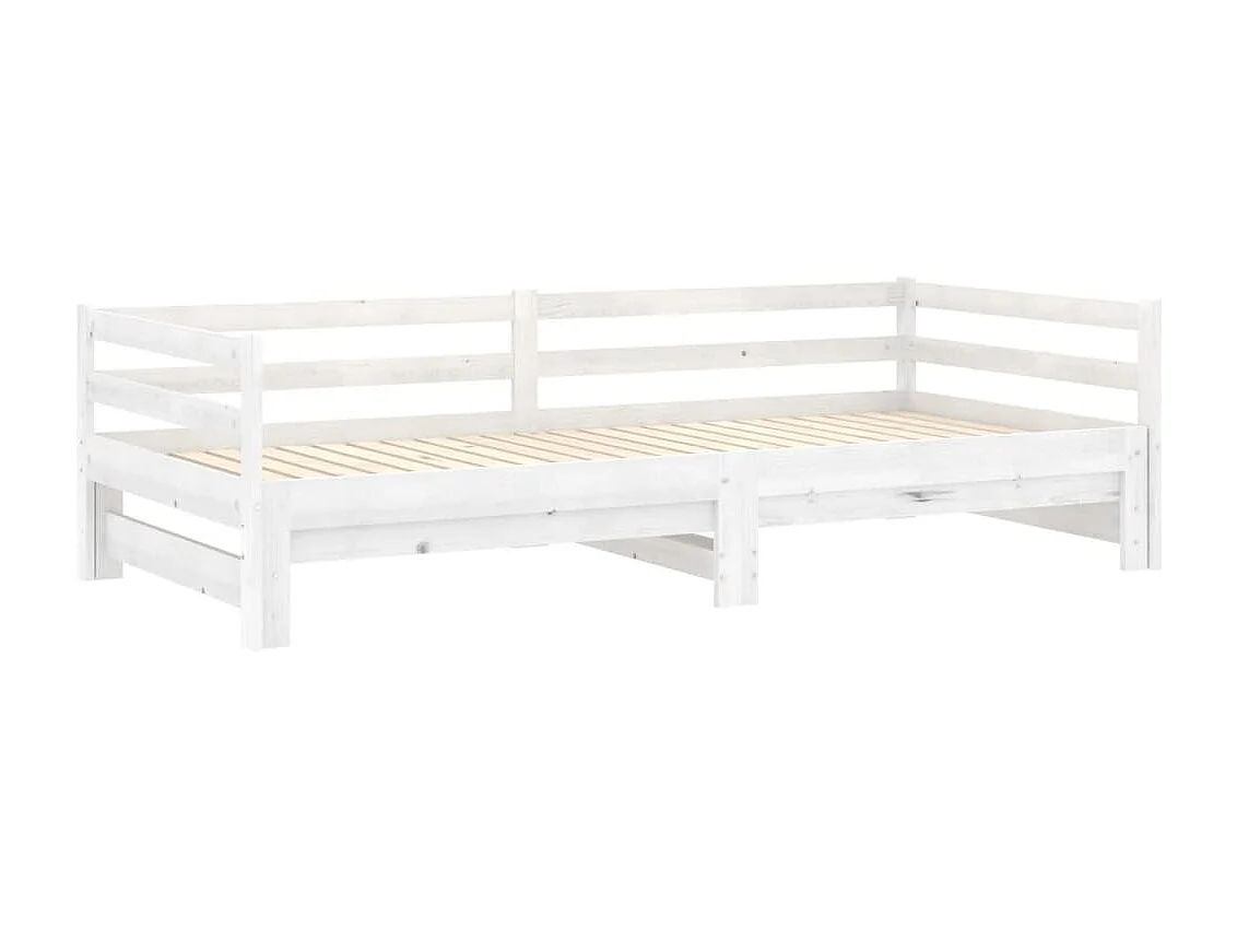 Lit coulissant sans matelas 2x(90x200) cm blanc