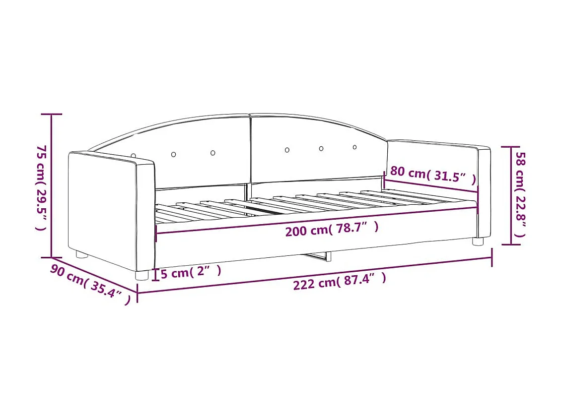 Daybed zonder matras donkergroen 80x200 cm fluweel
