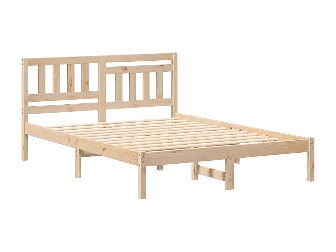 Bruin bedframe 135 x 190 cm massief grenenhout