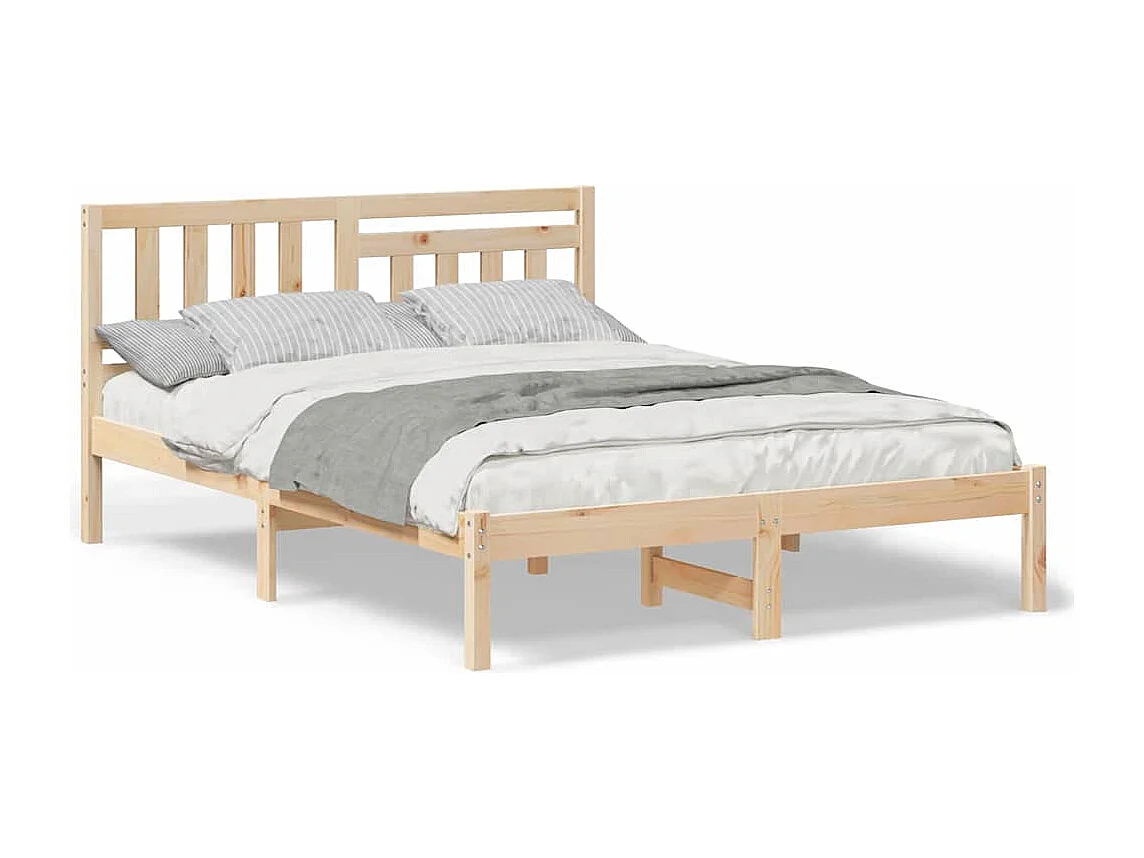 Bruin bedframe 135 x 190 cm massief grenenhout