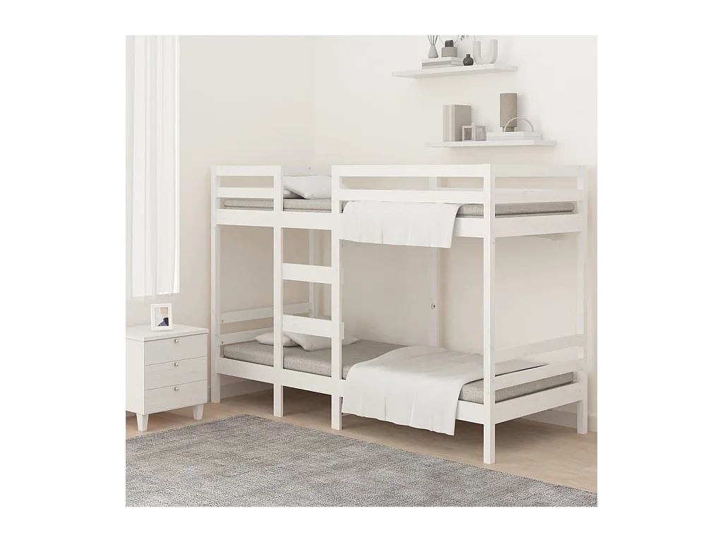 Stapelbed zonder matras wit 75x190 cm massief grenenhout