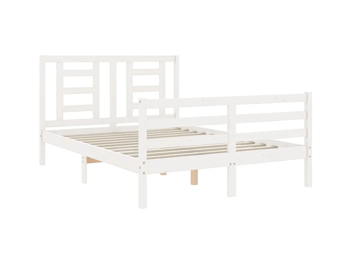 Struttura letto in legno massello bianco senza materasso