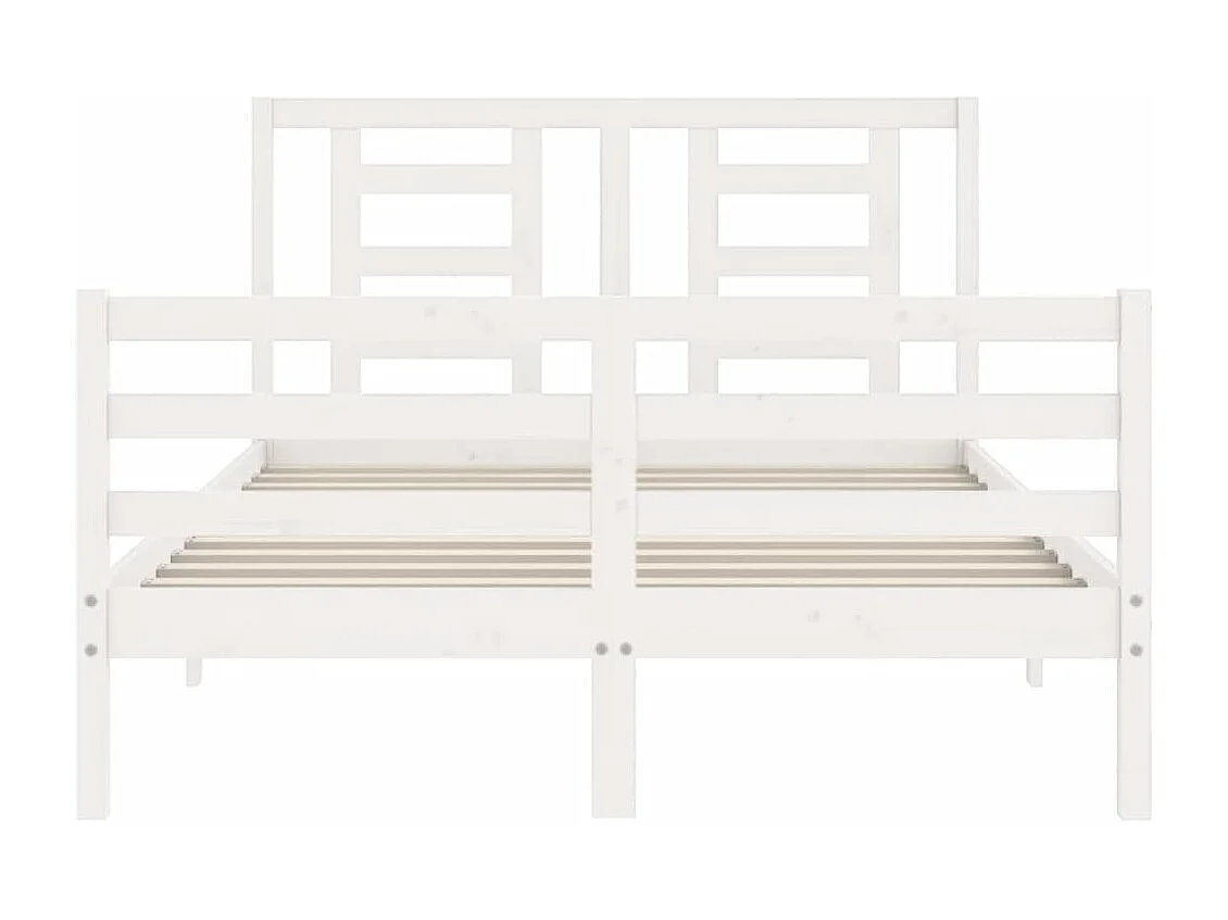 Cadre de lit sans matelas blanc bois massif