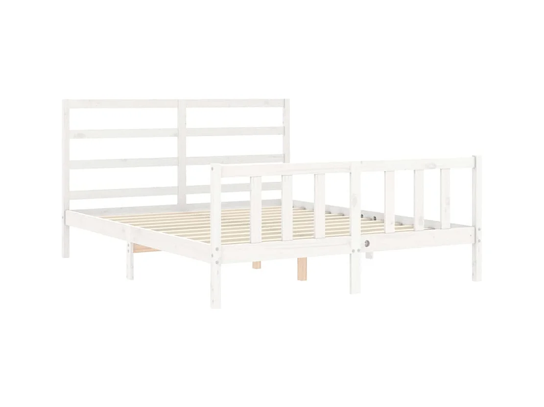 Struttura letto senza materasso bianco 160x200 cm in legno massello di pino