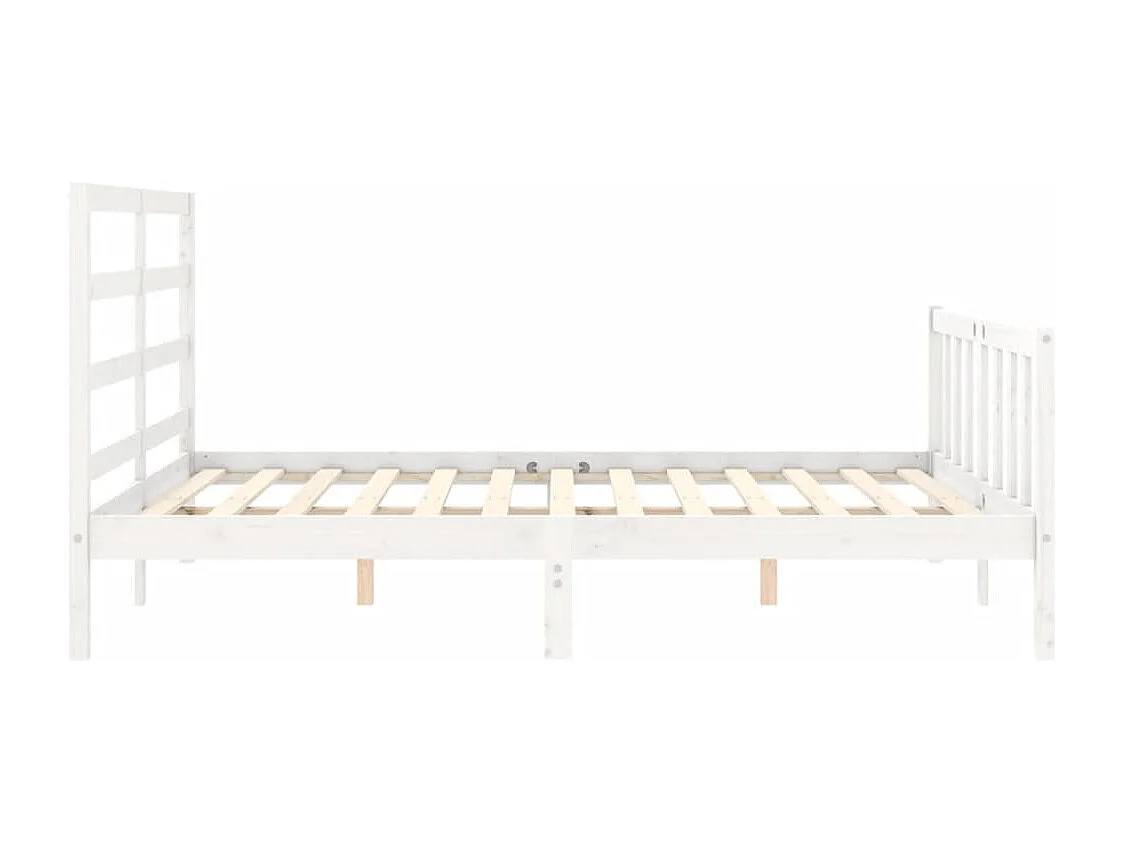 Struttura letto senza materasso bianco 160x200 cm in legno massello di pino