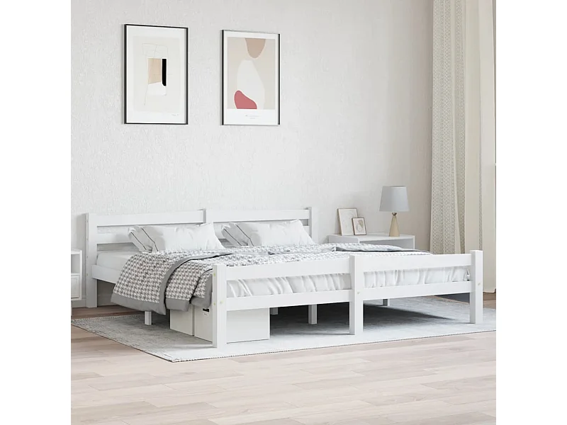 Bedframe zonder matras wit massief grenenhout 180x200 cm