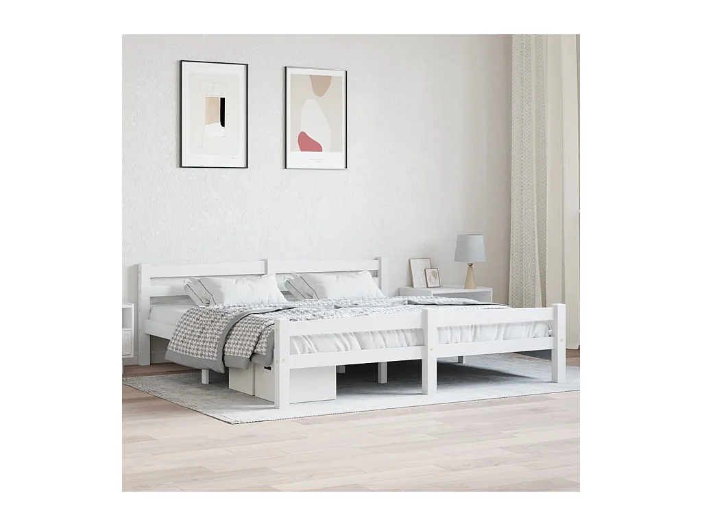 Bedframe zonder matras wit massief grenenhout 180x200 cm