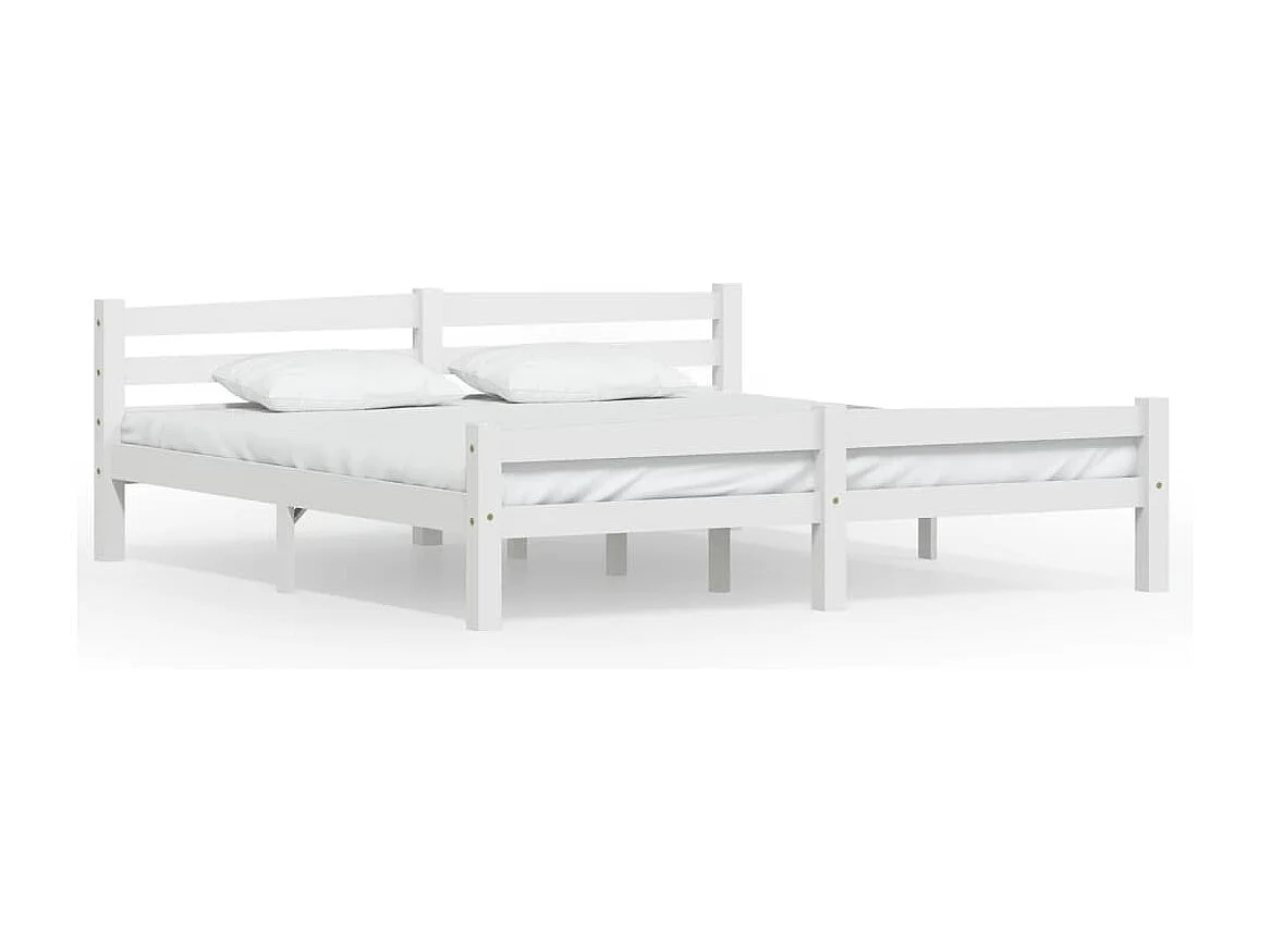 Cadre de lit sans matelas blanc bois massif de pin 180x200 cm