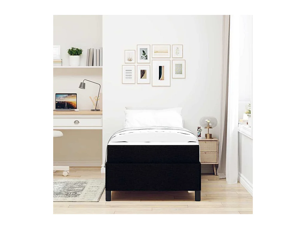 Letto a molle nero e nero 90 x 200 cm