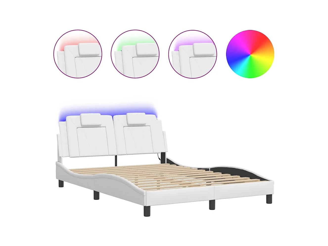 Bedframe met LED zonder matras wit 140x200 cm