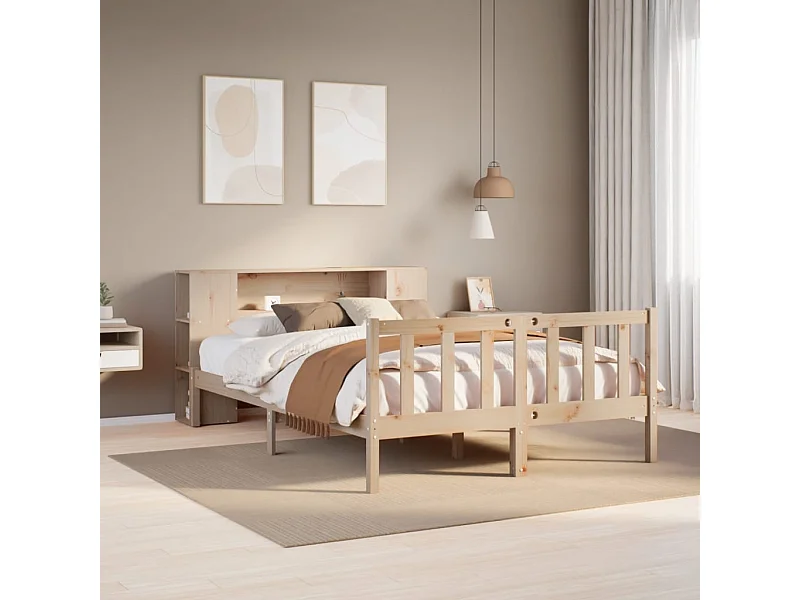 Bibliotheekbed zonder matras 120x190 cm massief grenenhout