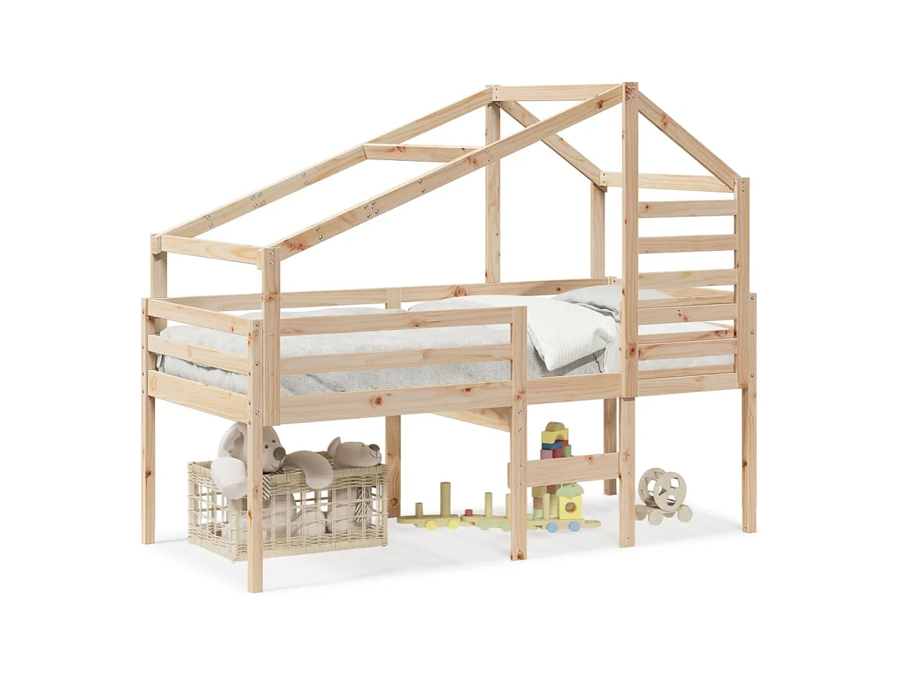 Hoogslaper zonder matras 90x200 cm massief grenenhout