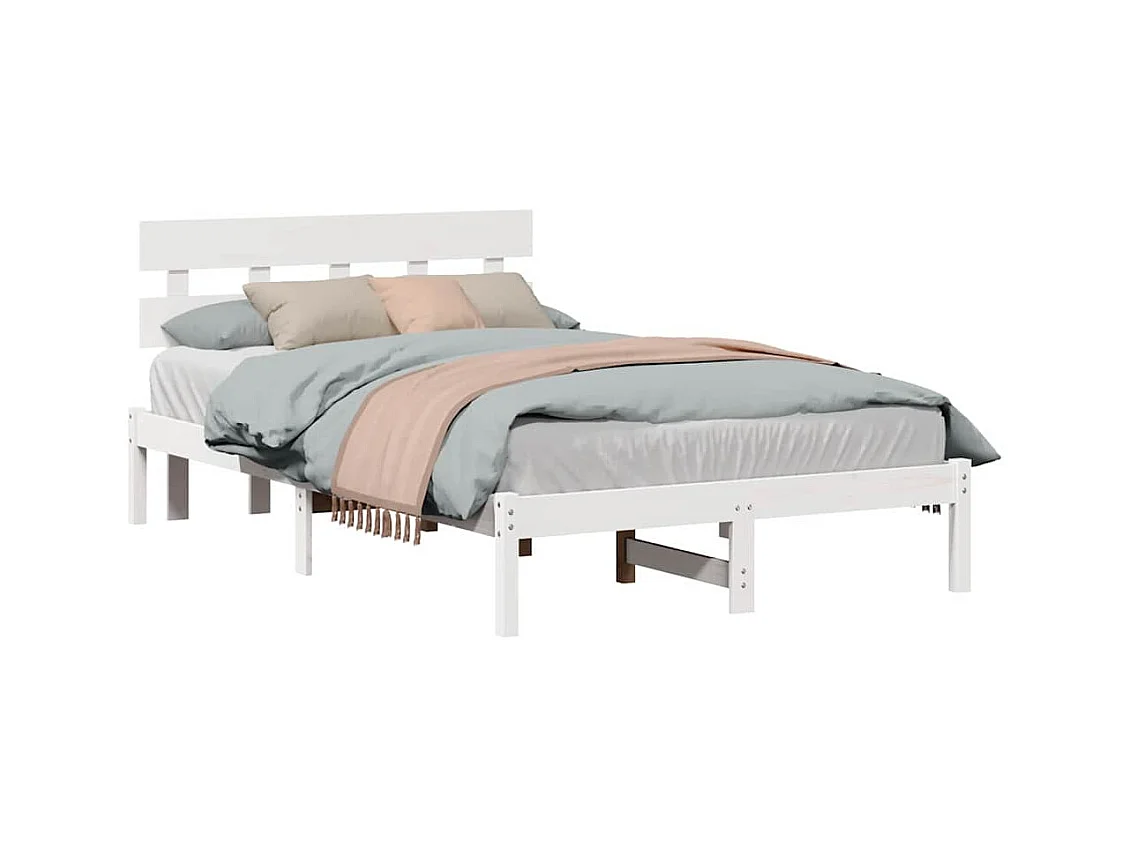Estructura de cama blanca 140 x 190 cm Madera maciza de pino