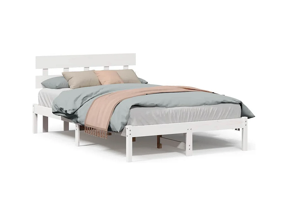 Estructura de cama blanca 140 x 190 cm Madera maciza de pino