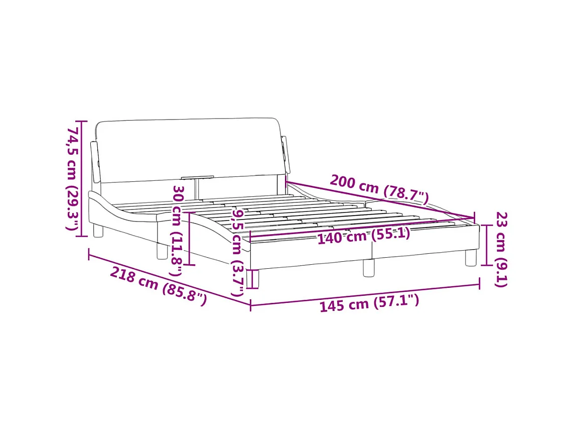 Bedframe zonder matras zwart 140x200 cm stof