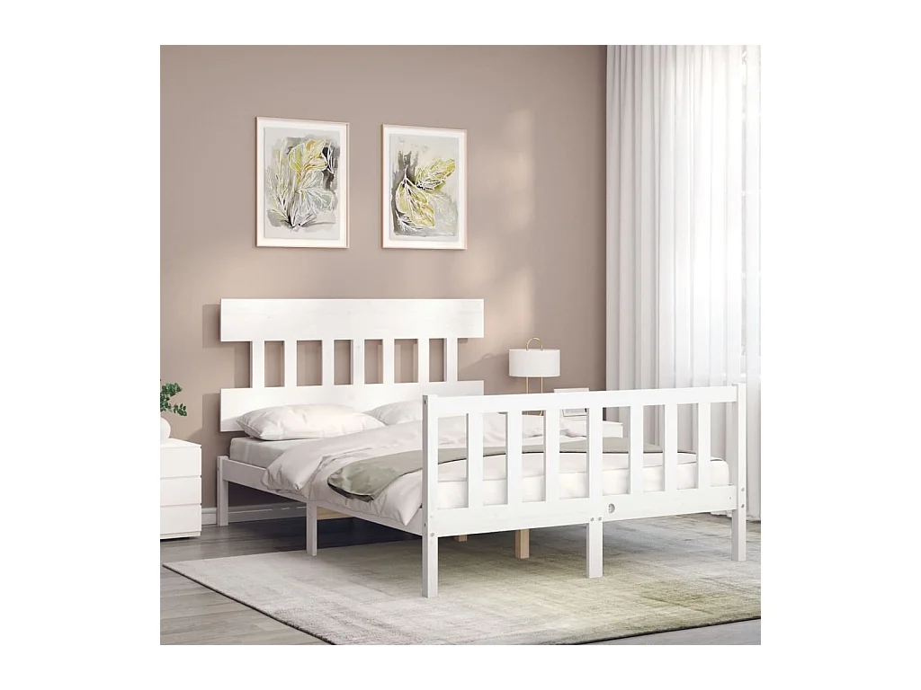 Struttura letto senza materasso bianco 140x200 cm in legno massello di pino