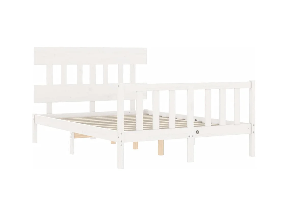 Struttura letto senza materasso bianco 140x200 cm in legno massello di pino