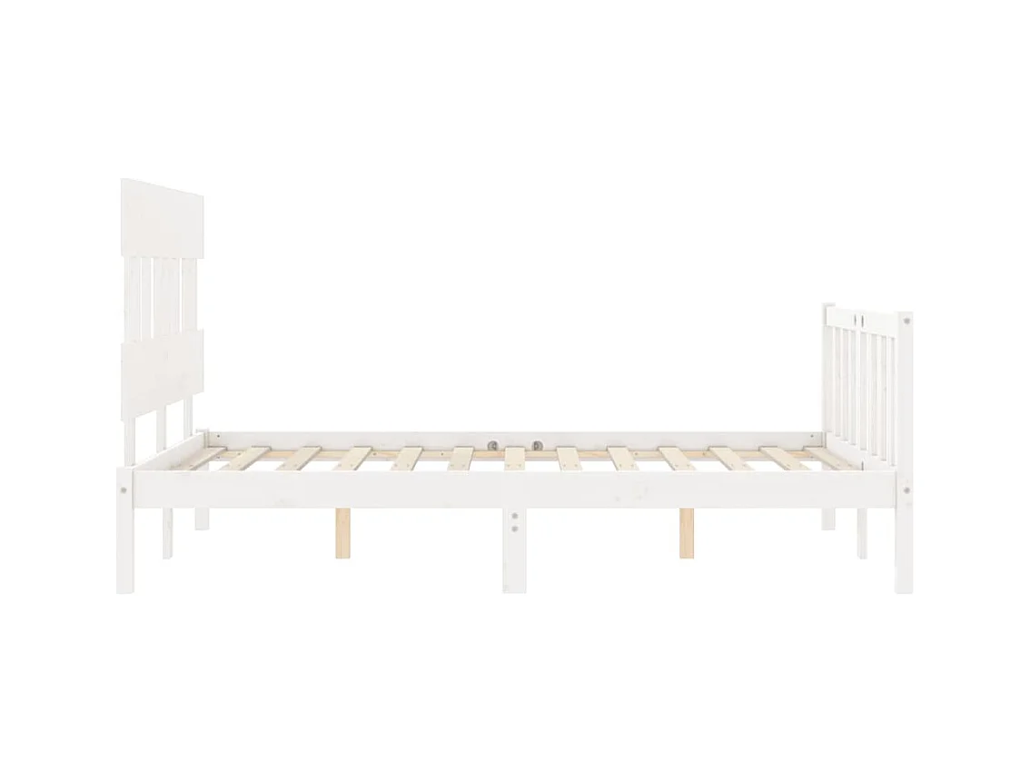 Estructura de cama sin colchón blanca 140x200 cm madera maciza de pino