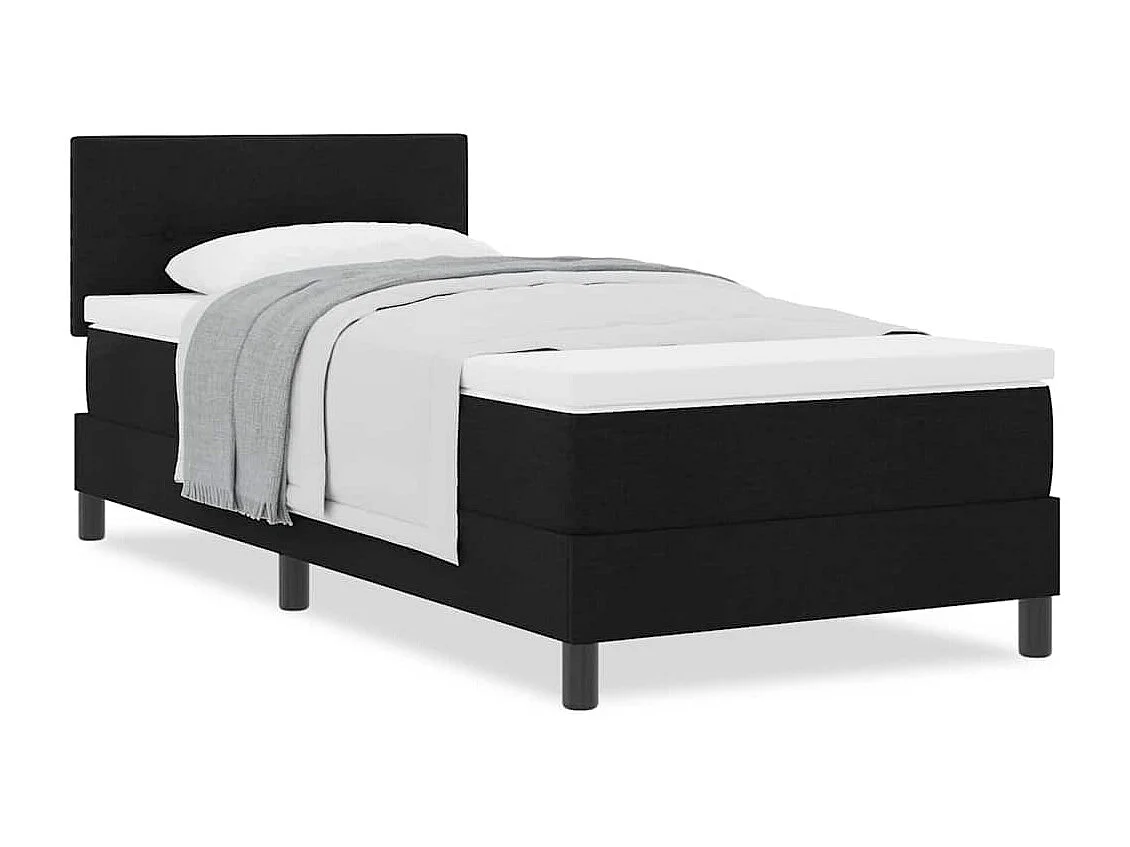 Lit boxspring avec matelas avec matelas Noir 100 x 200 cm tissu