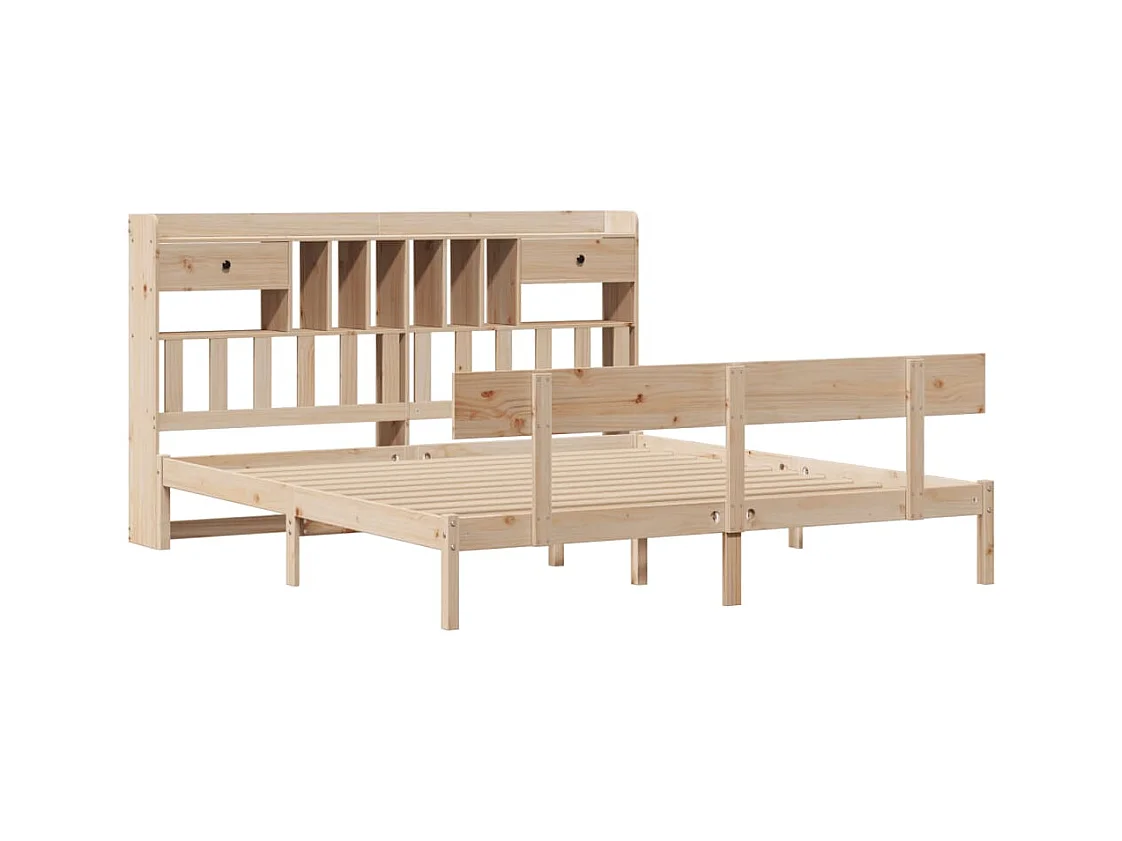 Letto a libreria senza materasso 180x200 cm in legno massello di pino