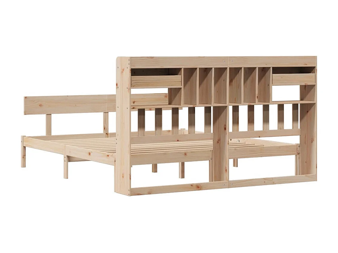 Letto a libreria senza materasso 180x200 cm in legno massello di pino