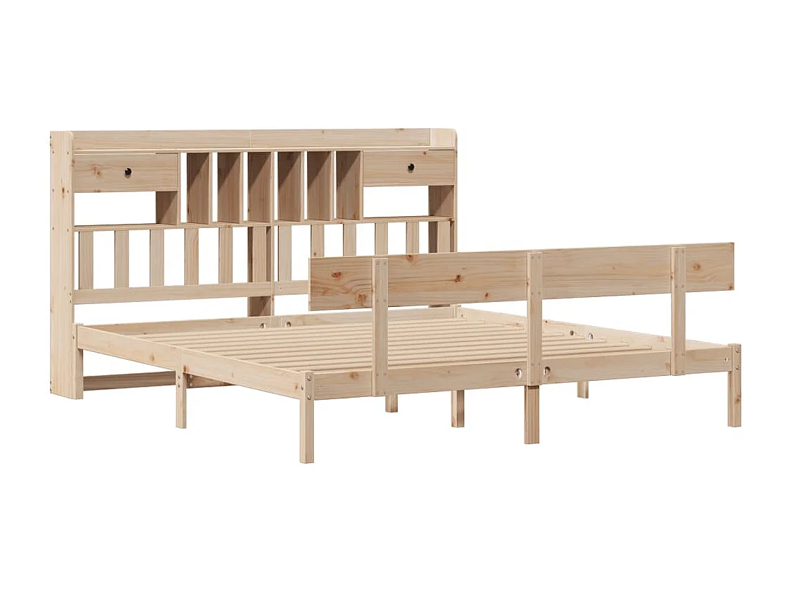 Lit bibliothèque sans matelas 180x200 cm bois massif de pin