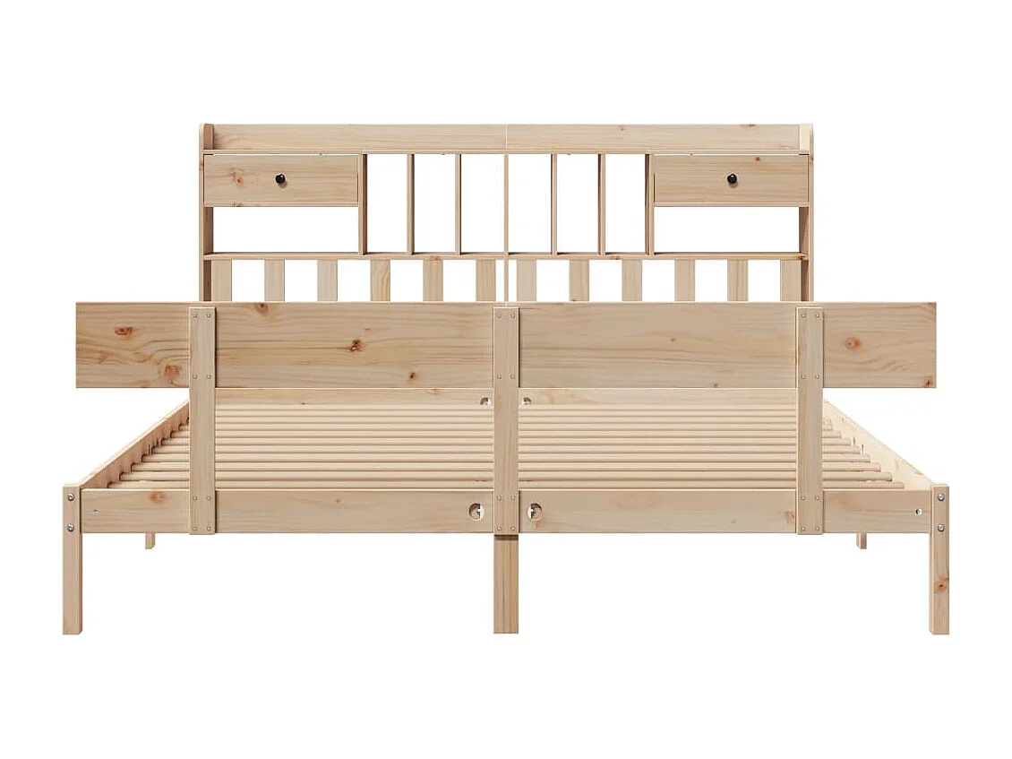 Lit bibliothèque sans matelas 180x200 cm bois massif de pin