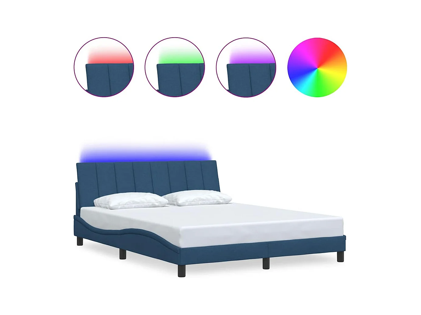 Cadre de lit sans matelas bleu 160x200 cm tissu