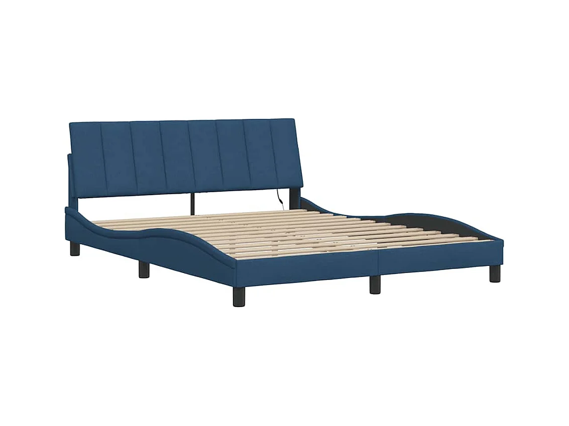 Cadre de lit sans matelas bleu 160x200 cm tissu