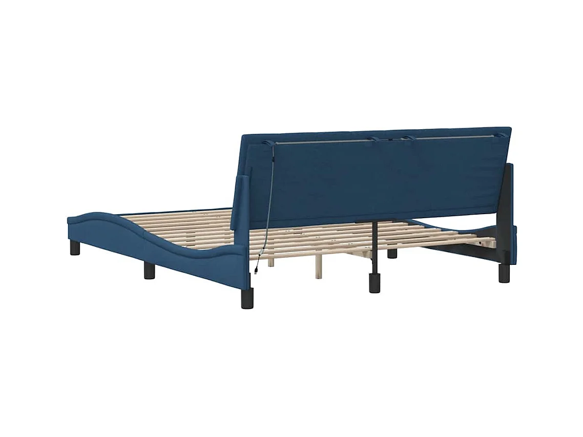 Estructura de cama sin colchón tela azul 160x200 cm