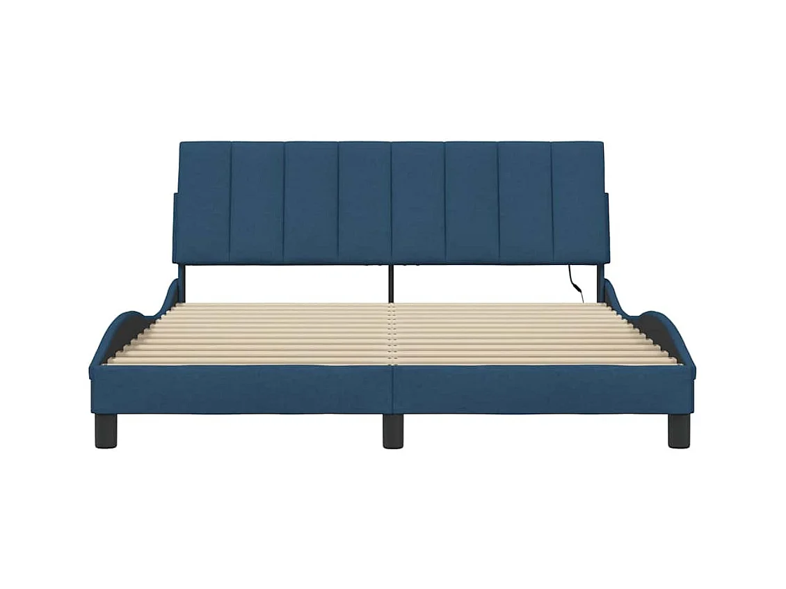 Estructura de cama sin colchón tela azul 160x200 cm